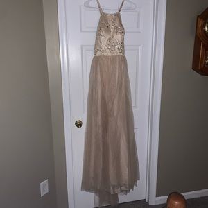 Gold and Cream Prom Dress